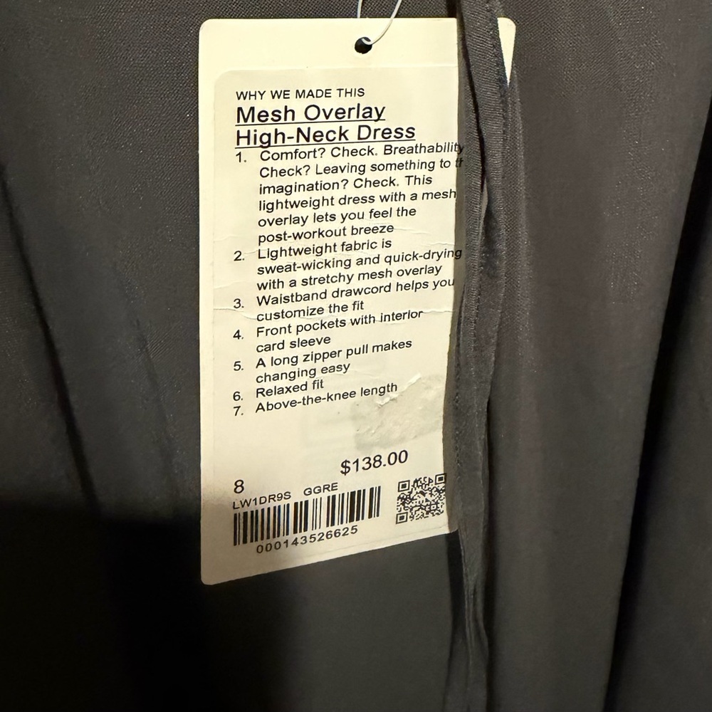 Lululemon Mesh Overlay High-Neck Dress – NWT, Size 8, Graphite Grey - Picture 7 of 8